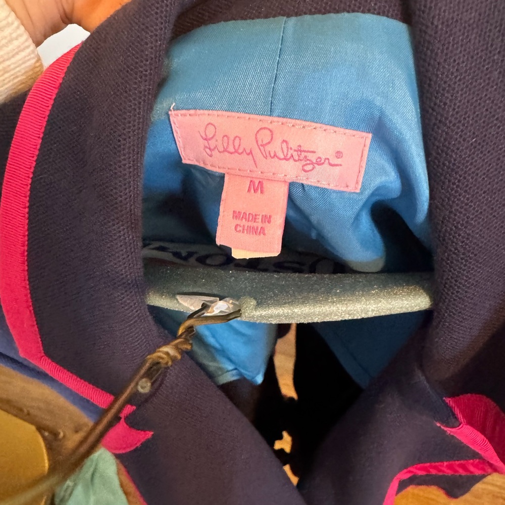 Lilly Pulitzer True Navy Blazer with Pink Accents Malibu Blazer Medium - Picture 5 of 6